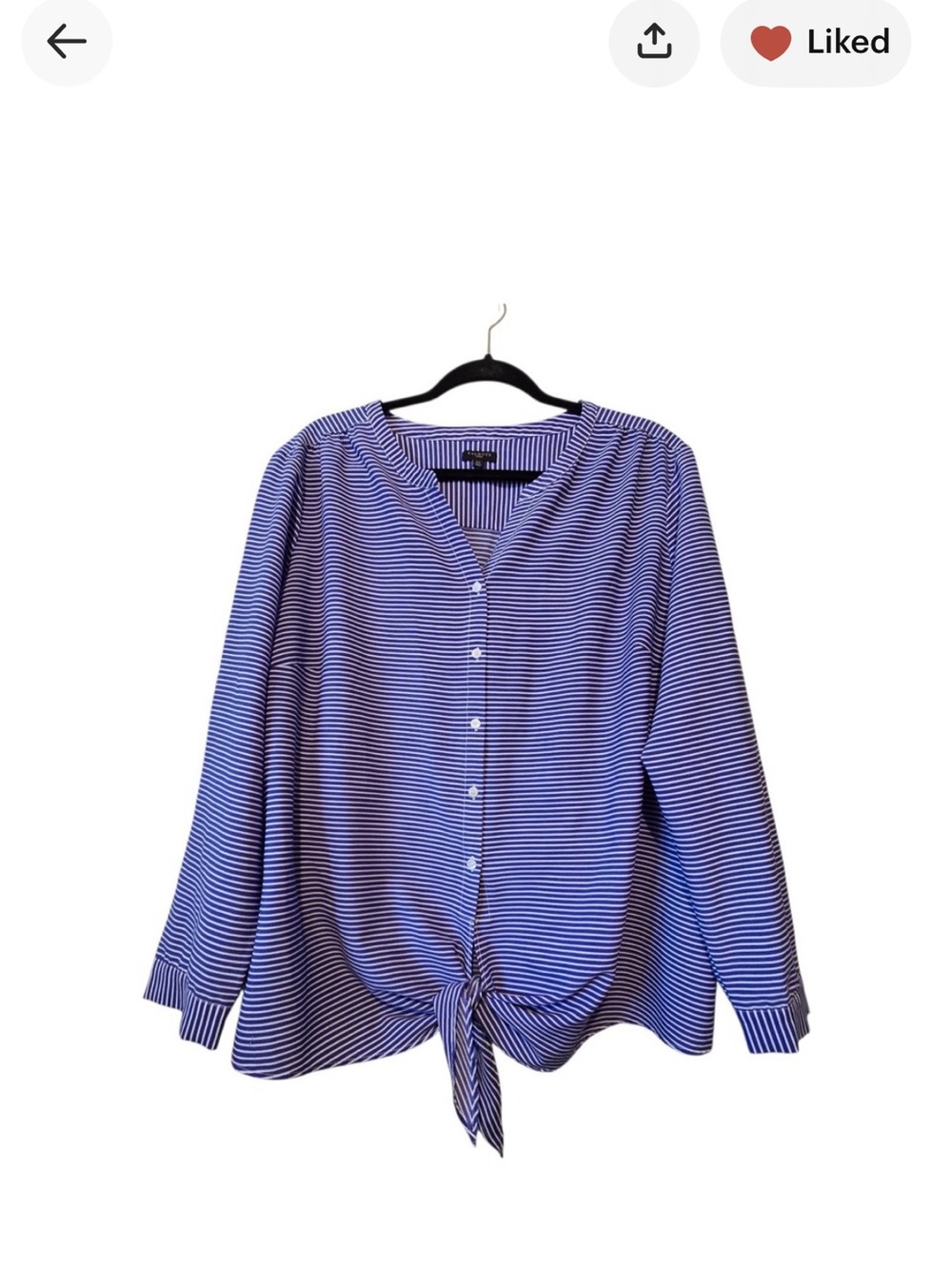 Talbots Blue and White Striped Tie-Front Blouse